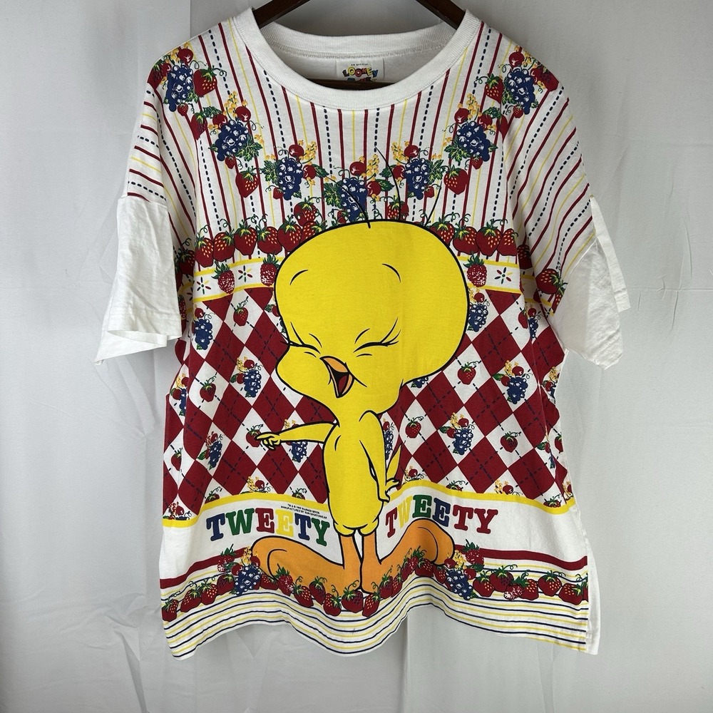 Rare Vintage 1995 Tweety Bird With Fruit Looney Tunes XL‎ T-Shirt Warner Bros.